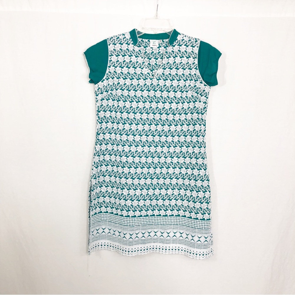Naari Indian Kurti Floral Tunic Top, Size 38, US Size Small, Green White